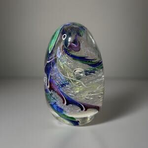 Vintage Claude Kurtz Egg Shaped Paperweight Signed CWK “98”. Measures 5” Tall